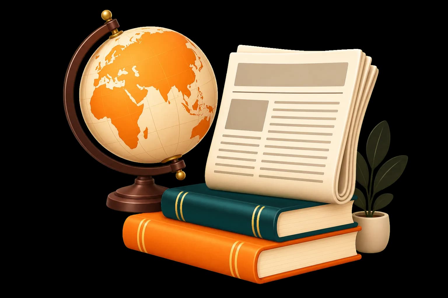 General awareness globe, newspaper and books illustration
