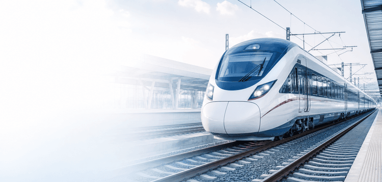 Modern train at a railway station